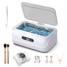 Ultrasonic Jewelry Cleaner: 48Khz Ring Cleaner Ultrasonic Machine with Digital Timer(White)