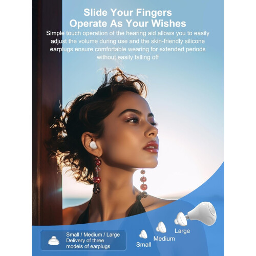 Hearing Amplifiers for Mild to Moderate Loss, Noise Reduction Modes, Volume Memory, 1-2 Hour Quick(White) 2