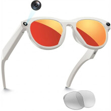 Smart glasses with camera, artificial intelligence and Bluetooth connectivity, and voice translation/control functions(White)