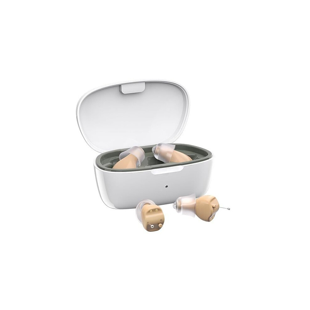 Chronus White Hearing Aids For Seniors, Invisible Hearing Amplifiers With Noise Cancelling, Rechargeable Hearing(White)