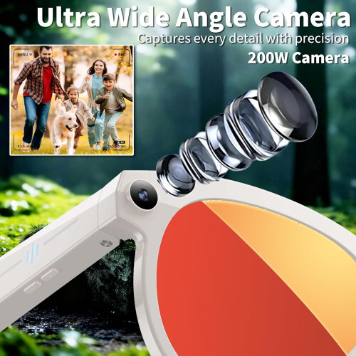 Smart glasses with camera, artificial intelligence and Bluetooth connectivity, and voice translation/control functions(White) 1