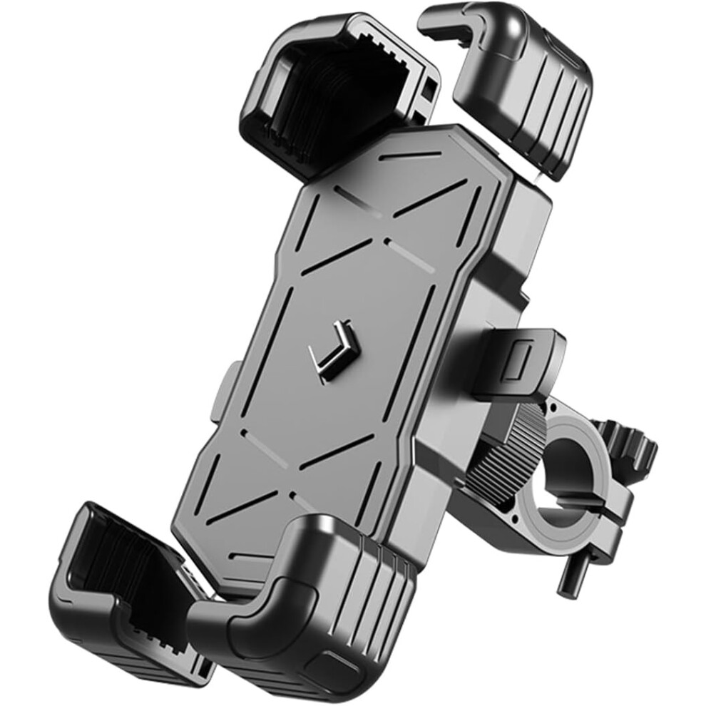 Motorcycle Phone Mount, Abs Quick Release Bike Phone Holder For 4.7''-7.2'' Phones, Anti Shake(Black) Black 6976918089533