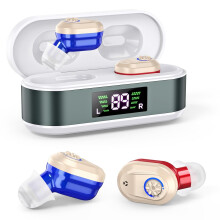In Ear Rechargeable Hearing Amplifier with Noise Cancelling for Adults Hearing Loss, Assist Devices(White)