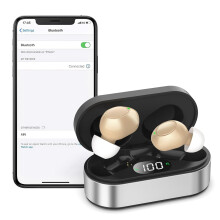 Rechargeable Hearing Aids for Seniors - 16 Channels Bluetooth Hearing Aids - Invisible Digital(Beige)