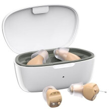 Hearing Aids for Seniors, Invisible Hearing Amplifiers with Noise Cancelling, Rechargeable Hearing(White)