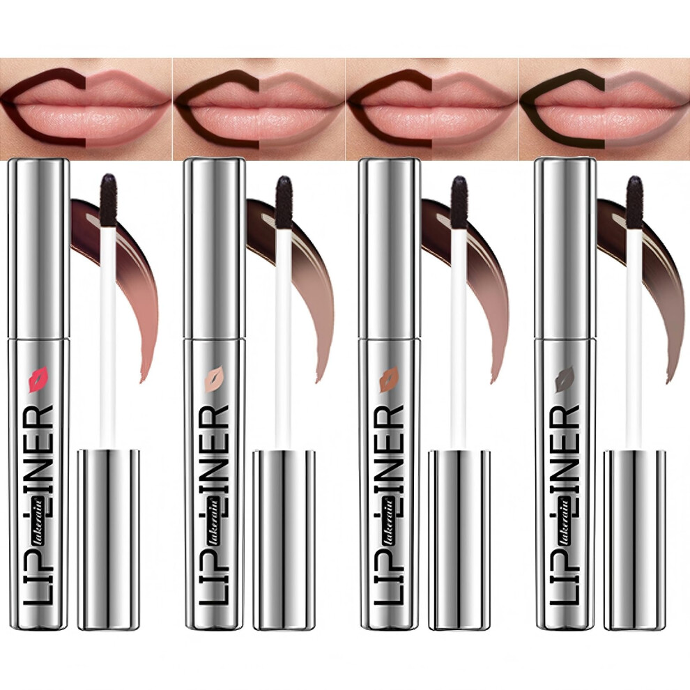 Peel Off Lip Stain Set with Waterproof Matte Finish and Smudge Proof Lip Liner, 4 Pcs