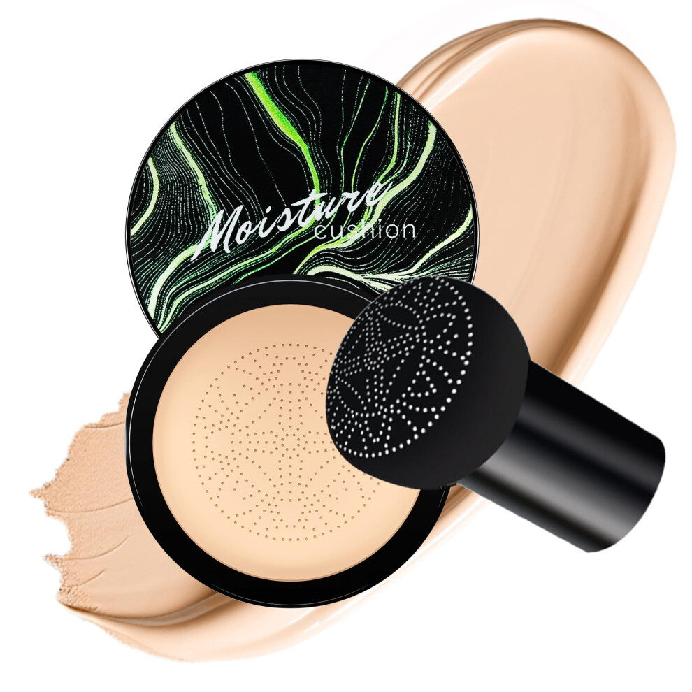 Cream Cc Foundation Waterproof Oil Control Full Coverage With Mushroom Puff Applicator Natural Brightening
