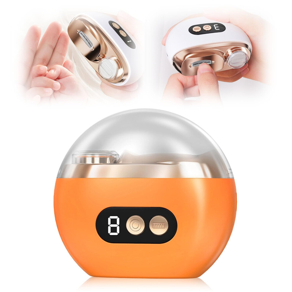 Light/Orange Electric Nail Clipper And Trimmer Rechargeable With Led Low Noise, Clipping Collection,