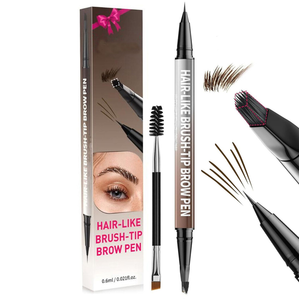 Brown Waterproof 4D Eyebrow Pen Dark Dualended Brow Pencil With Brush For Precise Shaping