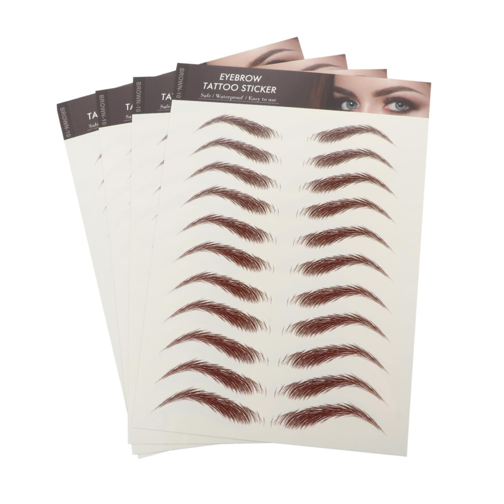 Brown Reusable Temporary Eyebrow Tattoos With Natural Hairlike Look, Wateractivated Transfer Stickers