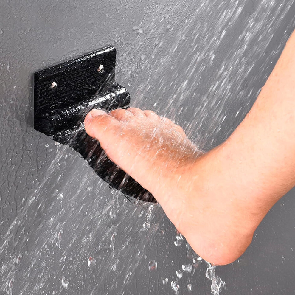Black Foldable Wall Mounted Shower Foot Rest With Nonslip Surface For Shaving Legs And Elderly