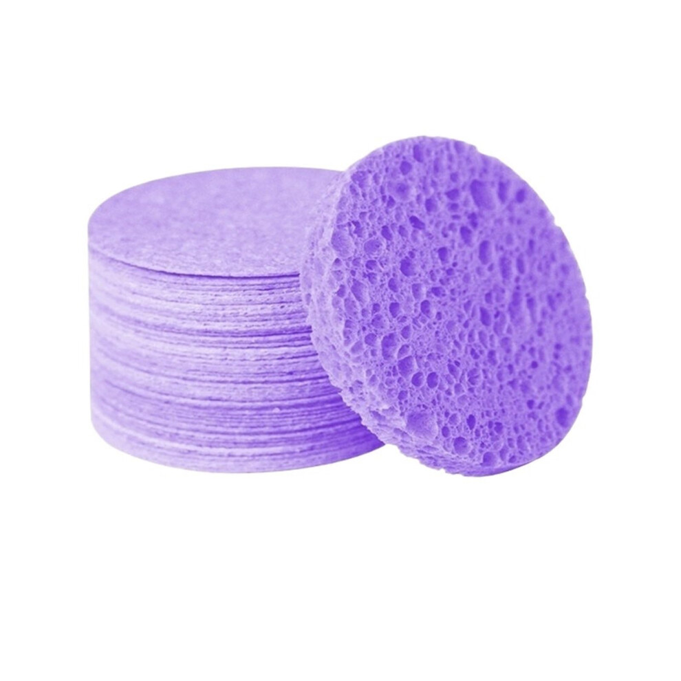 Purple 20Pcs Compressed Facial Cleansing Sponge For Makeup Removal Gentle Exfoliation