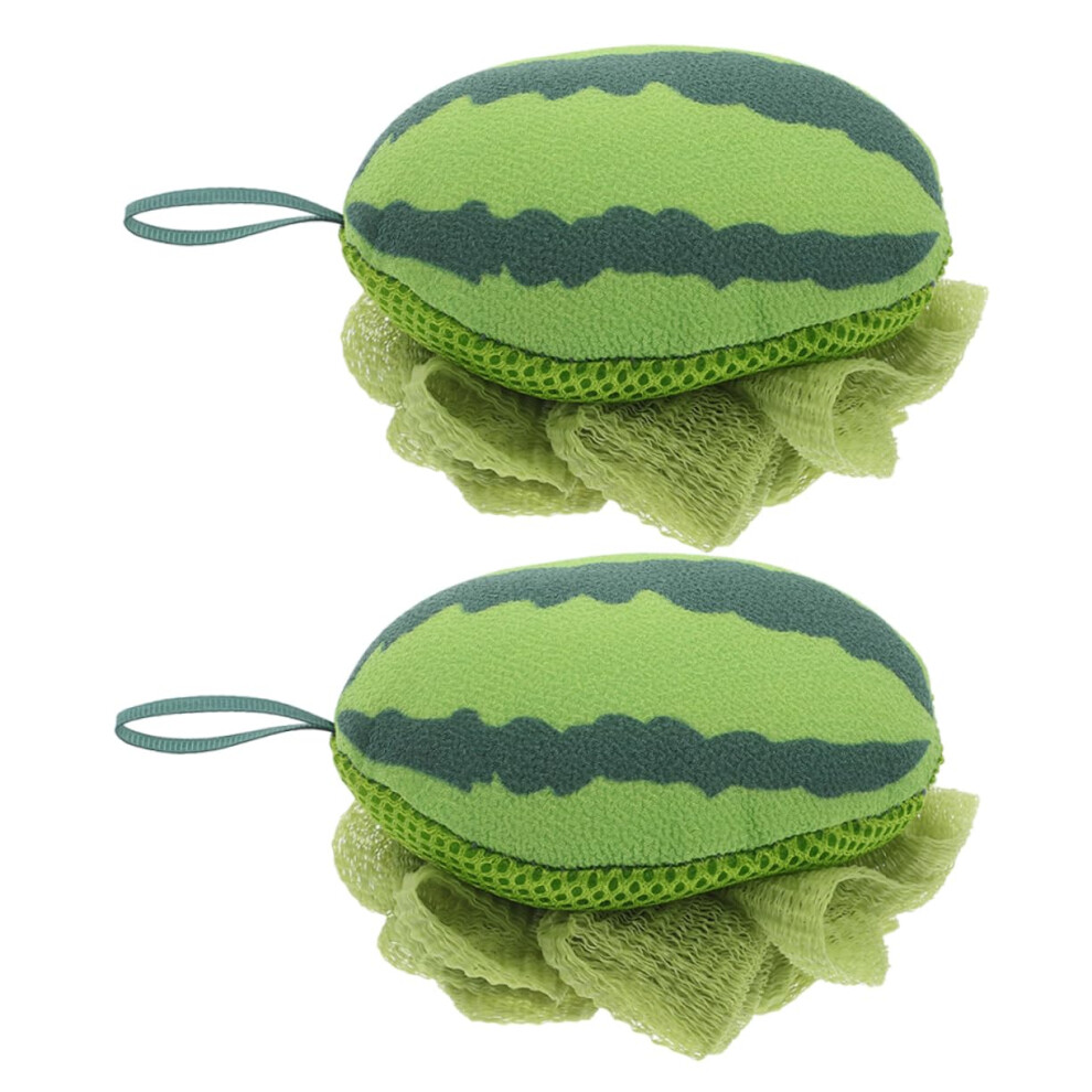 2pcs Watermelon Exfoliating Body Sponge and Shower Bath Pouf for Gentle Skin Cleansing