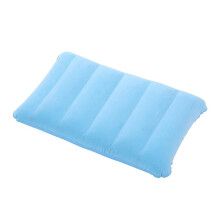 Flocking Inflatable Portable Neck Pillow SelfFilled Packable For Outdoor Travel And Camping Sky Blue