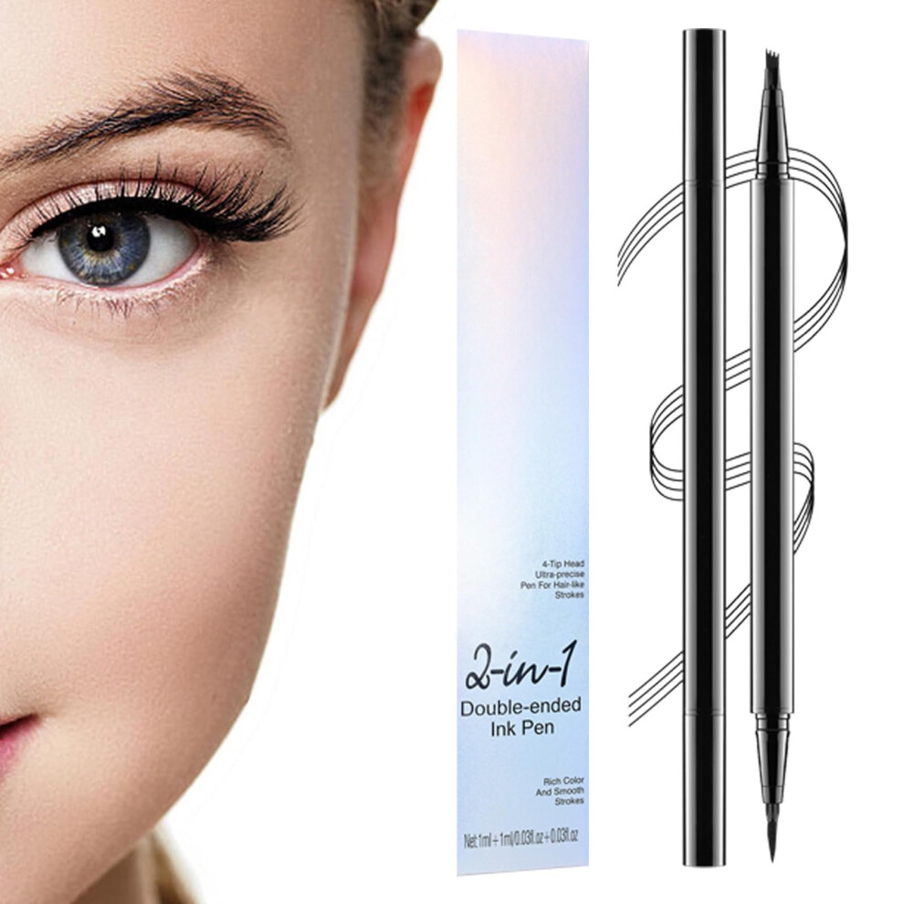 Waterproof 4Tip Eyebrow Pen, SmudgeProof LongLasting Brow Pencil for Natural Hairlike Strokes