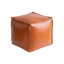 Storage Ottoman with Hidden Storage, Soft Leather Footstool for Living Room or Bedroom, Orange