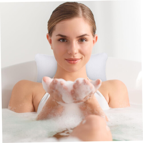 Bath Pillow with Suction Cups Inflatable Bathtub Headrest Comfortable Spa Neck Support Cushion 2