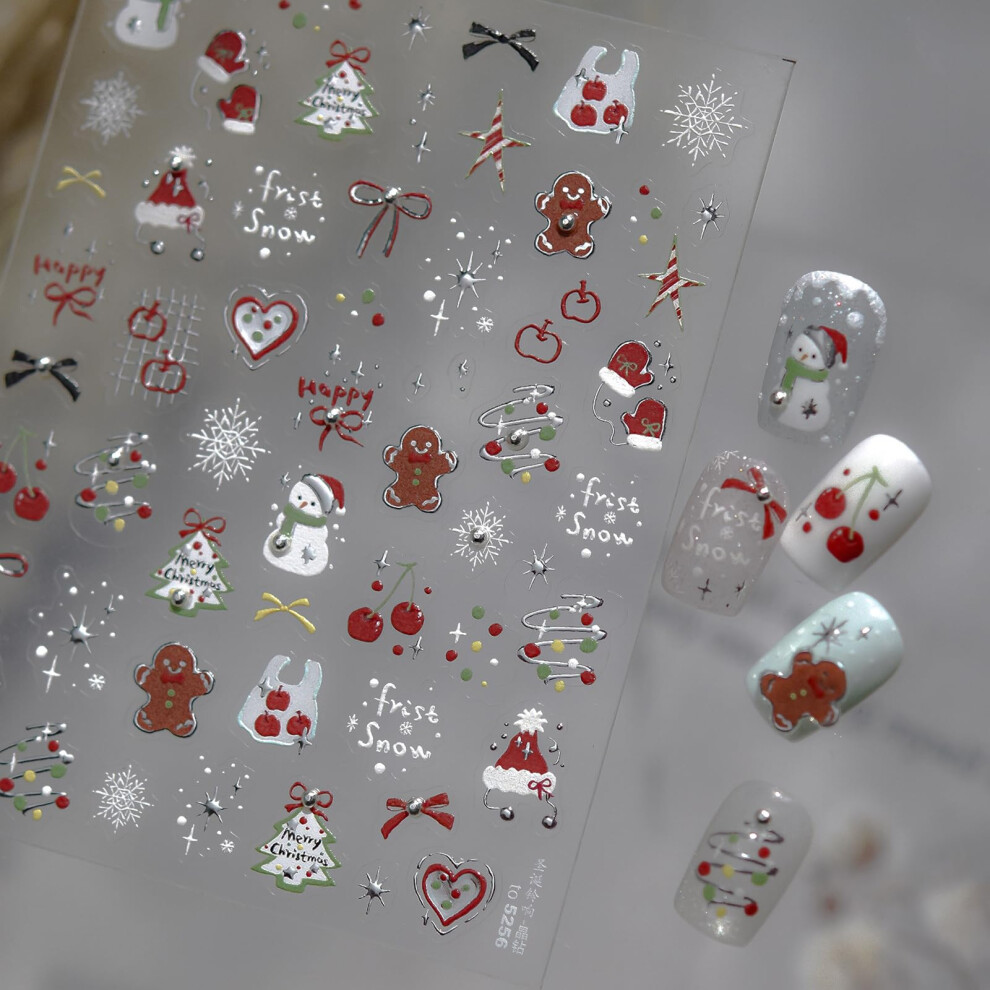 Christmas Nail Stickers 5D Embossed SelfAdhesive Santa Claus Xmas Tree 3D Nail Art Decals