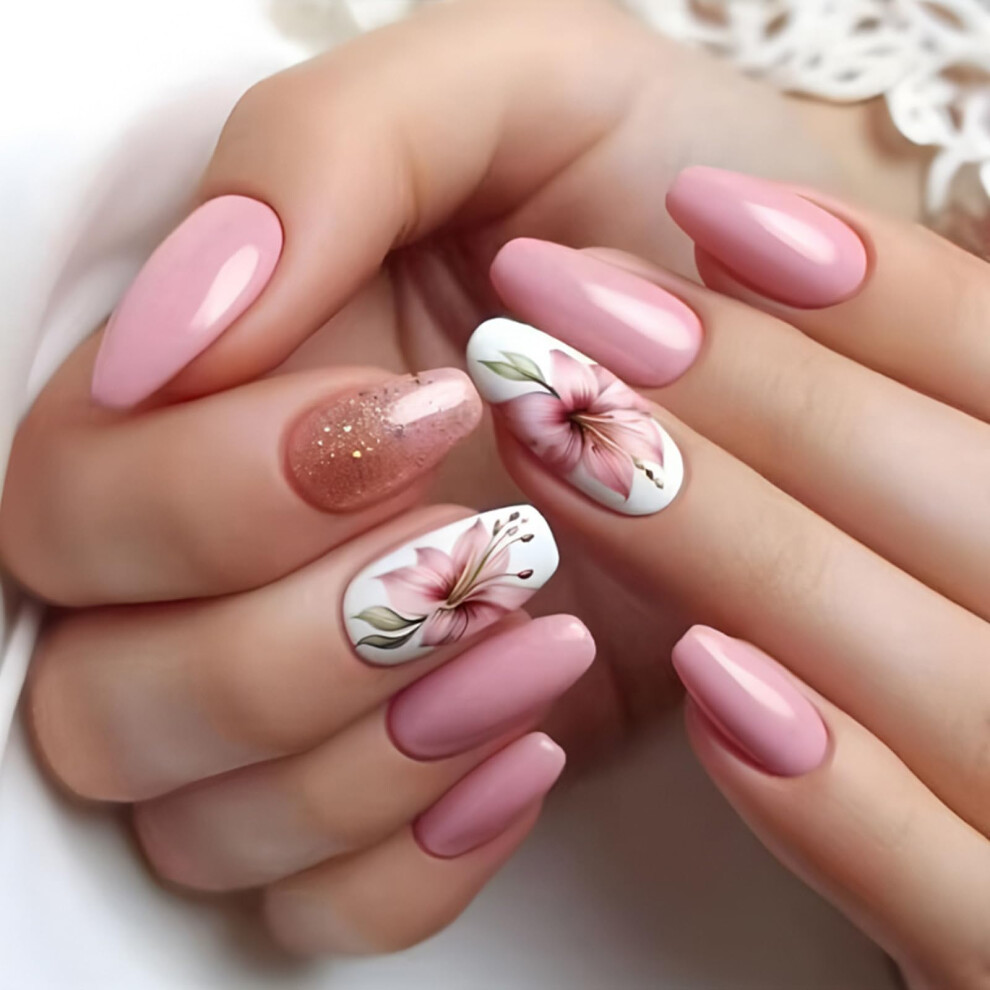 Press On Nails Kit with Glue, Reusable Fake Nails for Women, Durable Stylish Manicure
