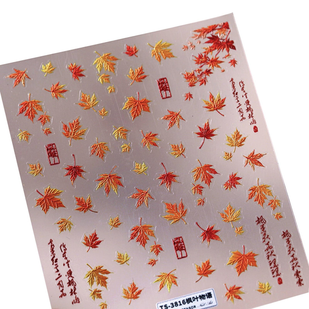 Maple Leaves Nails Sticker SelfAdhesive Nail Decals For Women, Autumn Maple Leaf Nail Art Stickers, Shiny Manicure
