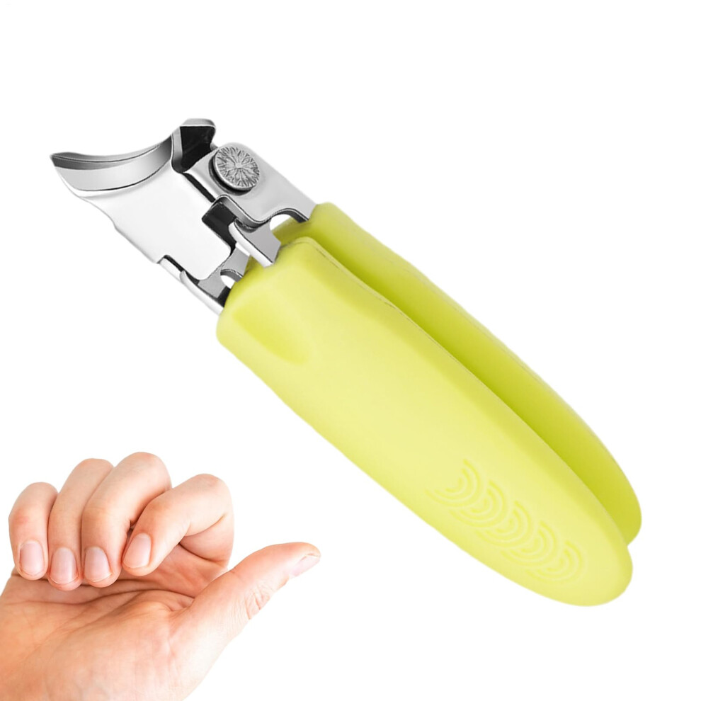 Green Wide Jaw Toenail Clippers For Thick And Ingrown Nails With Antisplash Stainless Steel Design