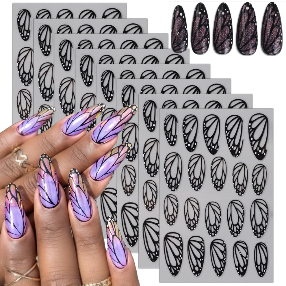 Black Butterfly Nail Art Stickers 3D Holographic Wing Decals For Women Selfadhesive Manicure