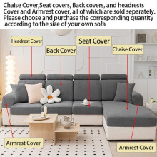 (Off White, Headrest Cover) Solid Color Sofa Cover, 1 Count Four Seasons Universal Elastic Sofa Slipcover, Dustproof and Anti slip