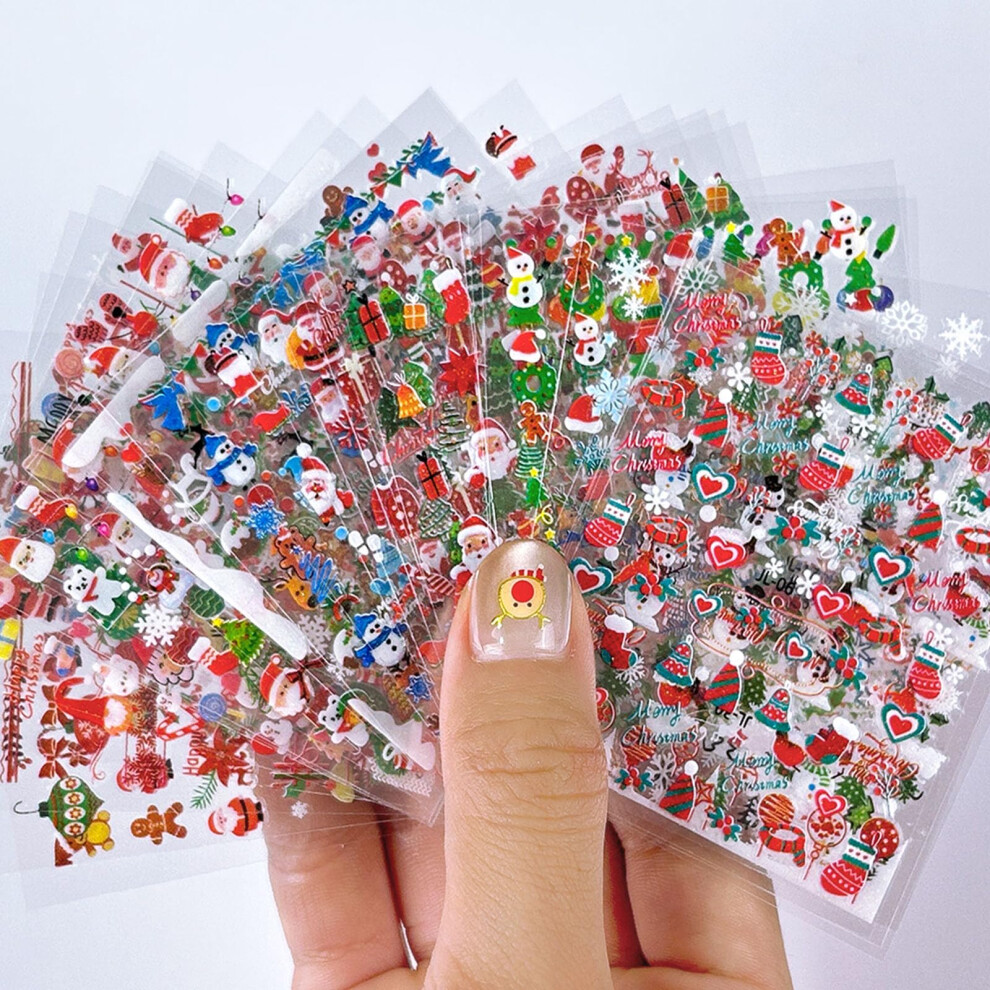 30 Sheets 3D Christmas Nail Stickers SelfAdhesive Glitter Snowflake Santa Claus Holiday Nail Art