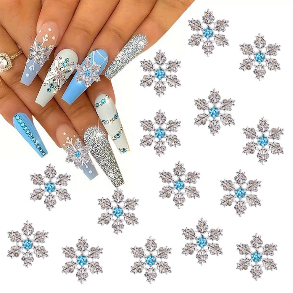 20 Pcs Snowflake Nail Charms with Crystals Winter Nail Art Decorations for Christmas Manicure