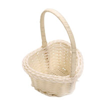 HeartShaped Flower Basket With Handle, White Woven Rattan Storage, Small 9x8x12 Cm, Home Garden Decor