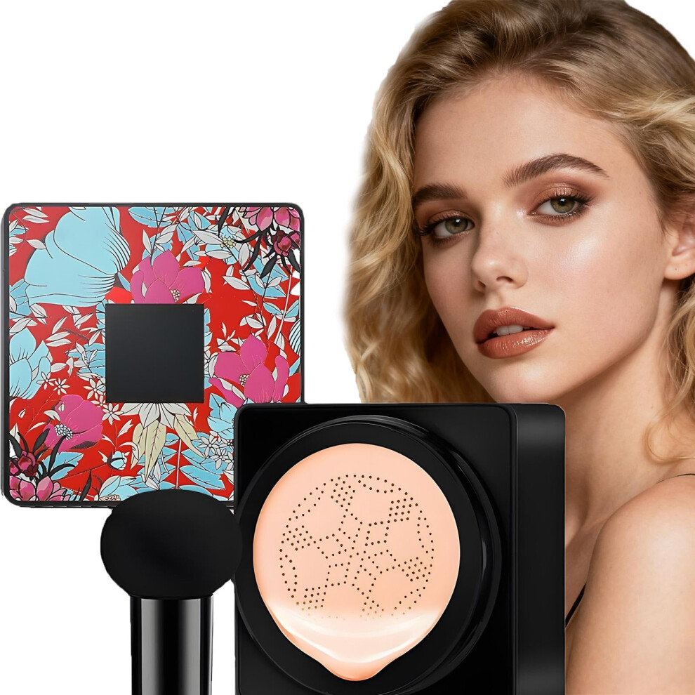 Cream Cc Foundation With Mushroom Head Air Cushion, Waterproof Full Coverage, Moisturizing Brightening Makeup For All Skin Types Natural Color