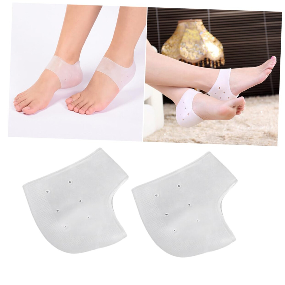 Silicone Gel Heel Socks for Cracked Heels Pain Relief Moisturizing Protector Sleeves 2 Pairs