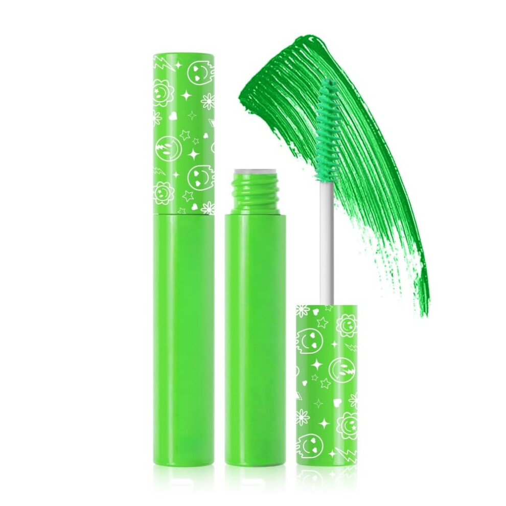 Green Neon Uv Glow Waterproof Fluorescent Mascara For Parties Stage Lash Brow Hair