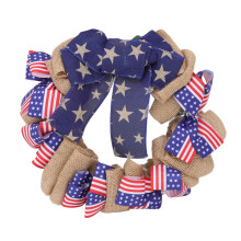 Patriotischer Jute-Kranz, Dekoration zum Unabhängigkeitstag, 30 cm, hochwertiger Stoffkranz für Gedenkstätten gefallener Soldaten, robust und
