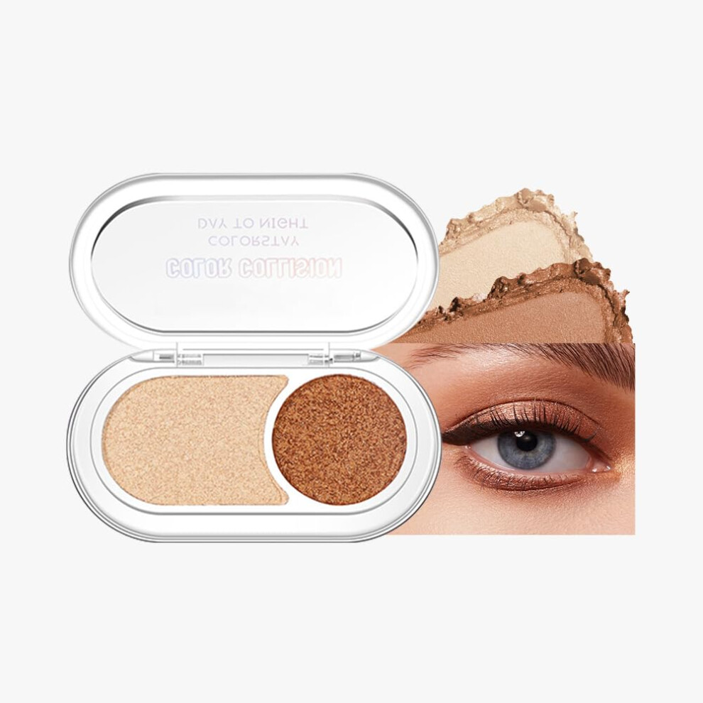 Cream Mini Nude Shimmer Eyeshadow Palette Champagne And Bronze Pigment Longlasting Travelfriendly