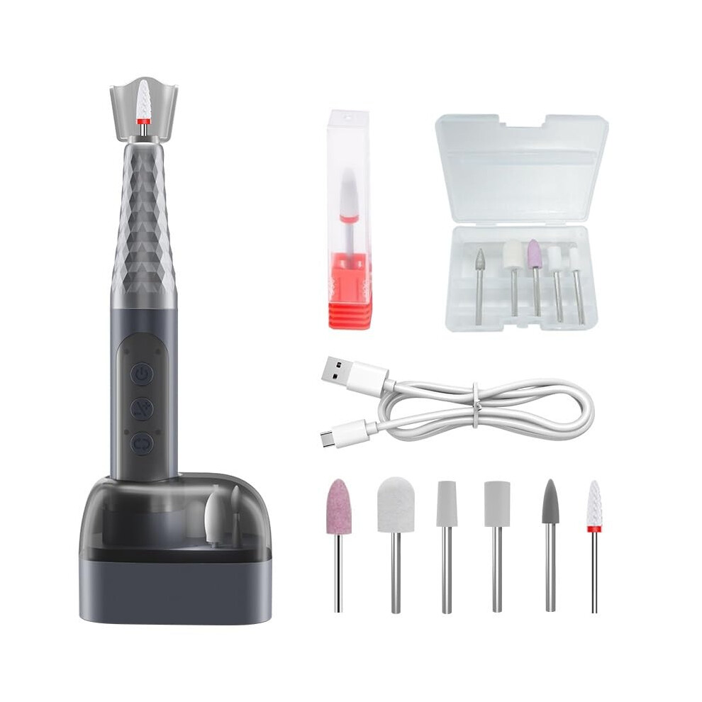 Gray Professional Electric Nail File With 6Speed Adjustable Control, 18000 Rpm, Dual Function For Manicure And Pedicure,