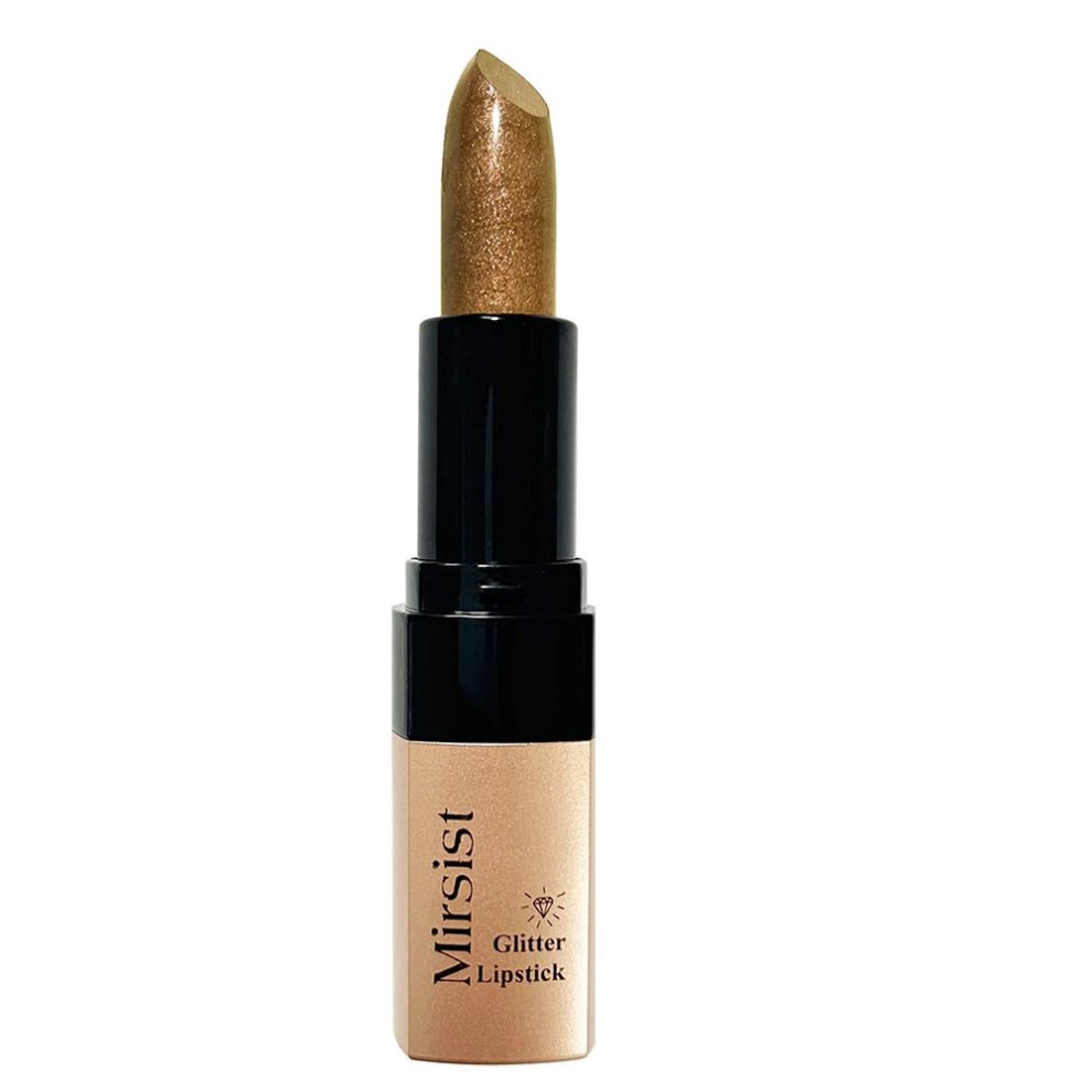 Metallic Lipstick 06# with Mirror Shine, Golden Glitter, Long Lasting  Pigment Lip Color for Party