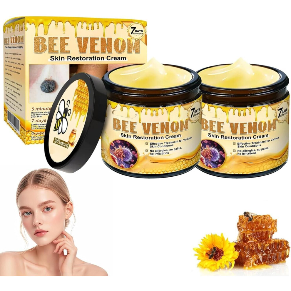 Cream 2Pcs Bee Venom Deep Hydration Antiaging Moisture Lock Scar Reduction For All Skin Types