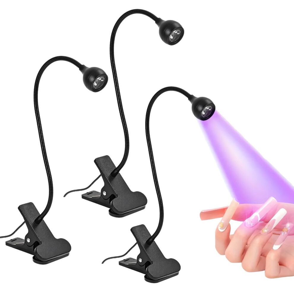 Black Nail Lamp Set With Fast Gel Curing, Flexible Gooseneck And Usb Clipon Nail Dryer,