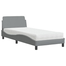 (light grey) vidaXL Bed with Mattress Bed Base Home Mattress Foundation Bedstead Fabric