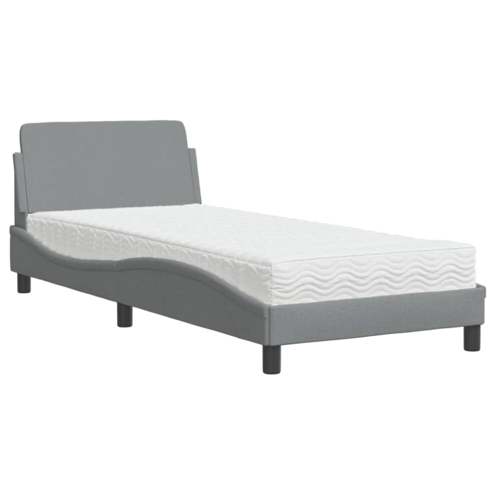 Vidaxl (Light Grey) Bed With Mattress Bed Base Home Mattress Foundation Bedstead Fabric