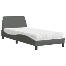 (dark grey) vidaXL Bed with Mattress Bed Base Home Mattress Foundation Bedstead Fabric