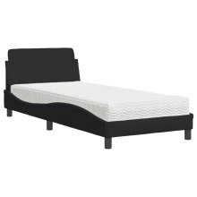 (black) vidaXL Bed with Mattress Bed Base Home Mattress Foundation Bedstead Fabric