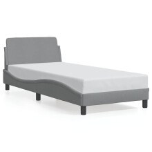 (light grey, 90 x 190 cm) vidaXL Bed Frame with Headboard Bedroom Bed Base Mattress Foundation Fabric