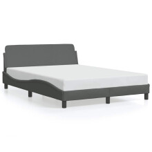 (dark grey, 135 x 190 cm) vidaXL Bed Frame with Headboard Bedroom Bed Base Mattress Foundation Fabric