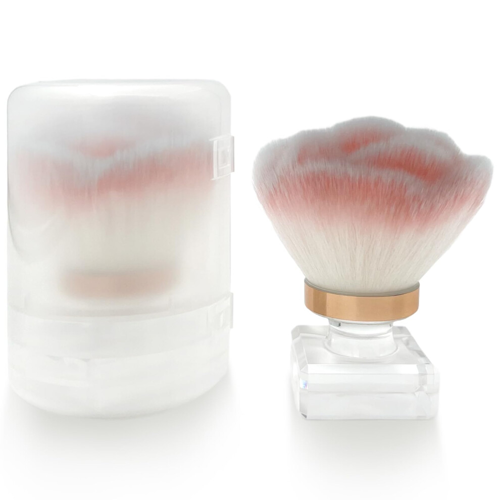 Pink Rose Nail Dust Brush With Soft Nylon Bristles For Acrylic Nails And Manicure Cleaning