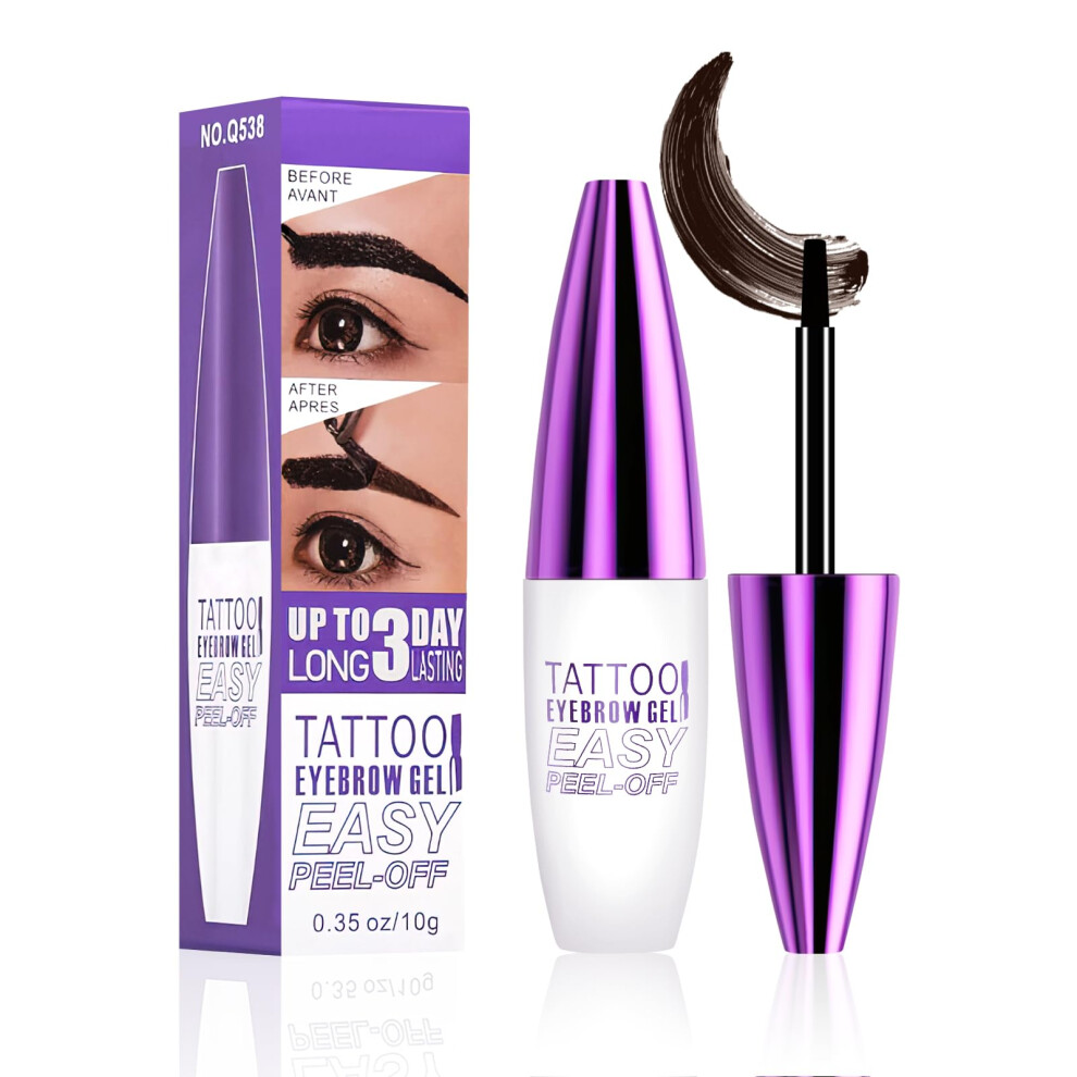 Brown Peel Off Eyebrow Tint Waterproof Gel Dark Long Lasting Smudgeproof Easy Brow Tattoo