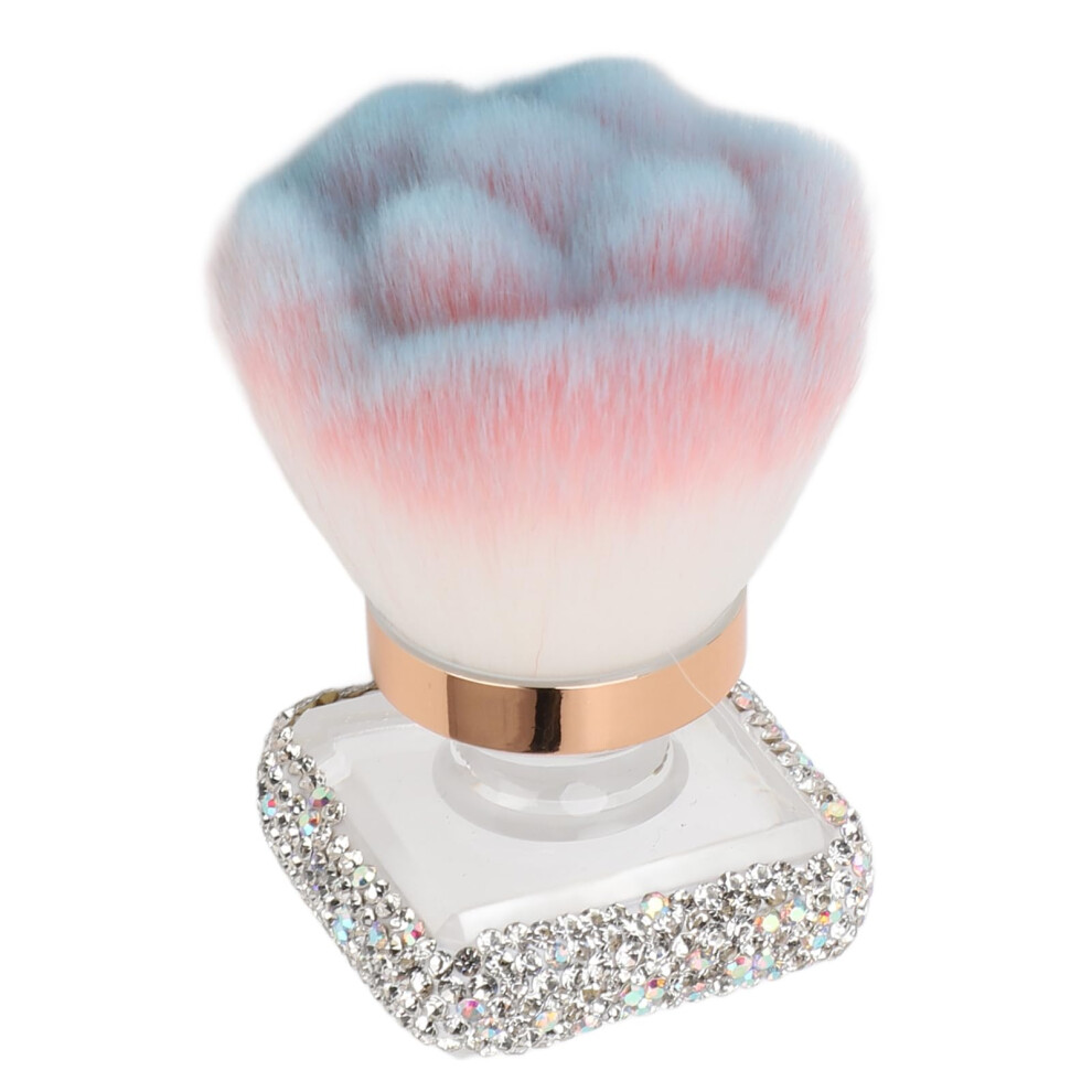 Nail Dust Brush with Soft Bristles and Ergonomic Rhinestone Handle for Manicure and Makeup