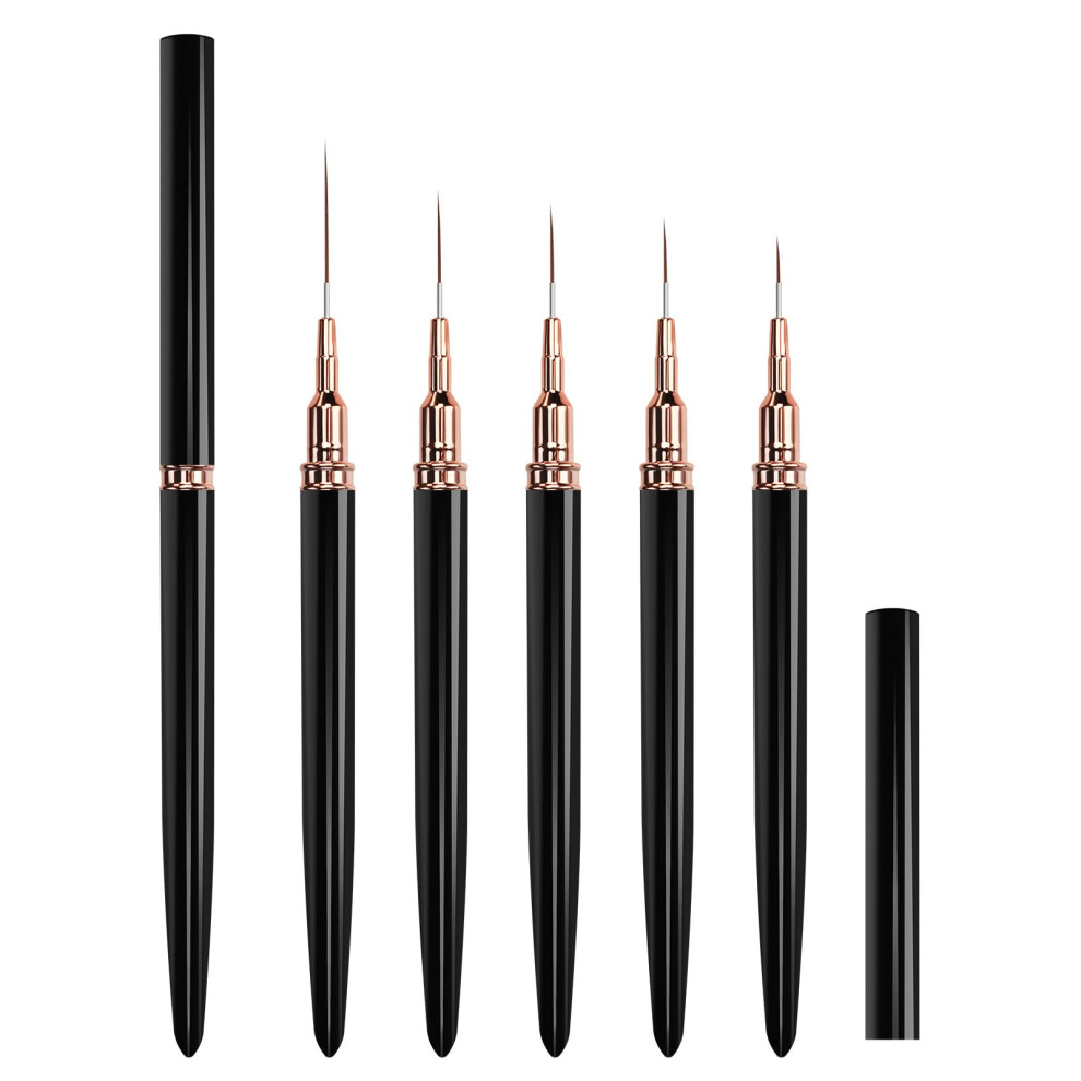Nail Art Brush Set 5Pcs Gel Liner Brushes with Metal Handle for Precision Detailing and Fine Lines