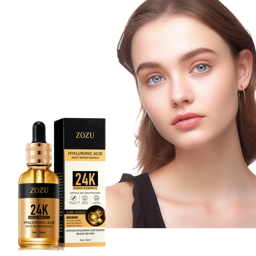 4 Pack 24K Gold Hydrating Face Serum with Hyaluronic Acid, Moisturizing and Brightening 30ml